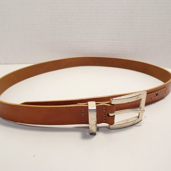 FOSSIL Women's Brown Camel Leather Belt Size M Silver Buckle Classic Staple - Picture 1 of 5